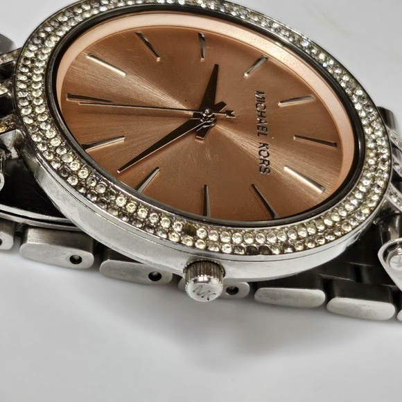 Women Michael Kors MK3218 Darci Silver Tone Stainless Steel Watch 39mm Rose Dial - Picture 7 of 16